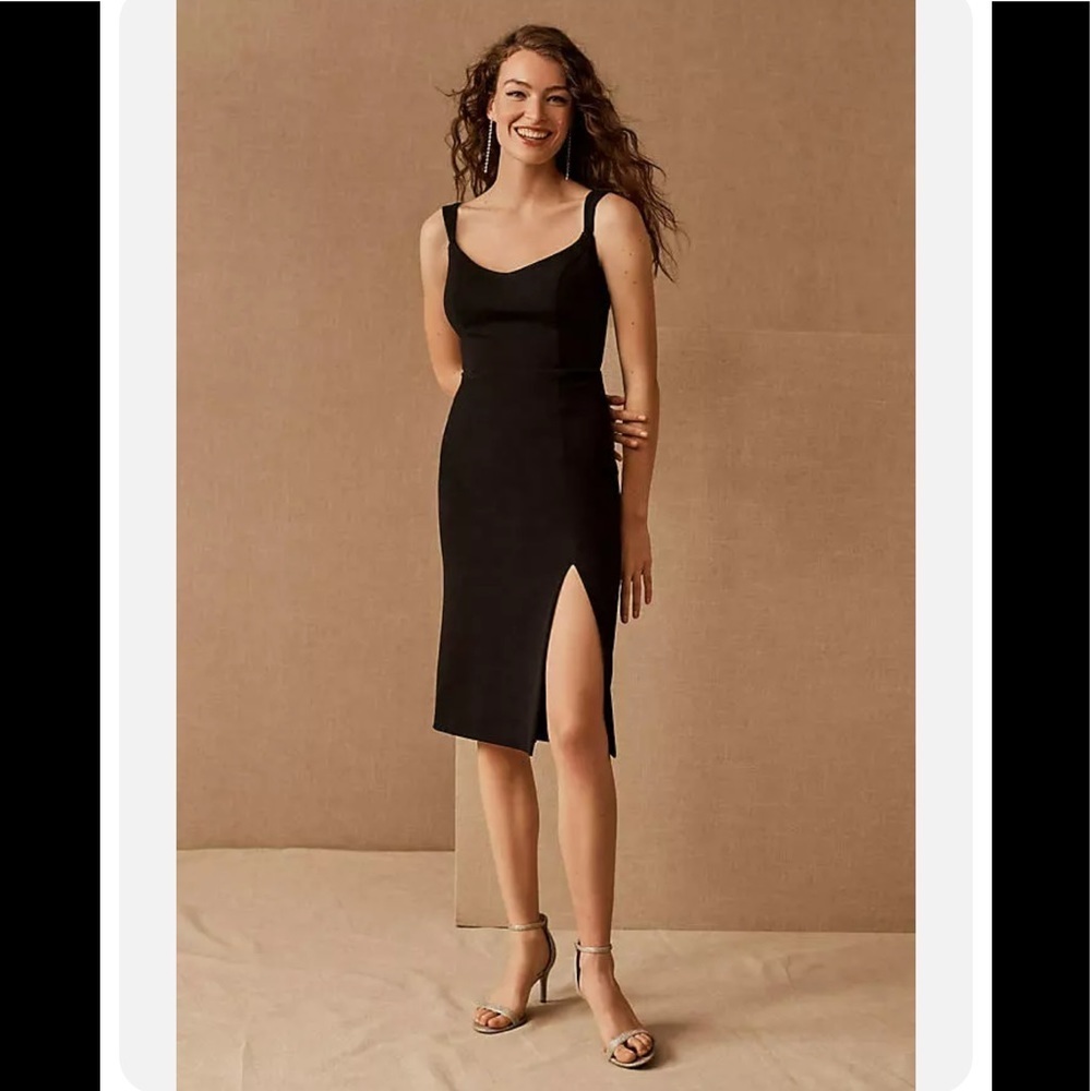 NWT BHLDN for Anthropologie Ana Crepe Dress 14 short sexy black.
